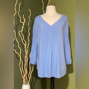 *Chico's Light Blue Top Cold Shoulders & Peek A Boo Sleeves Size 3